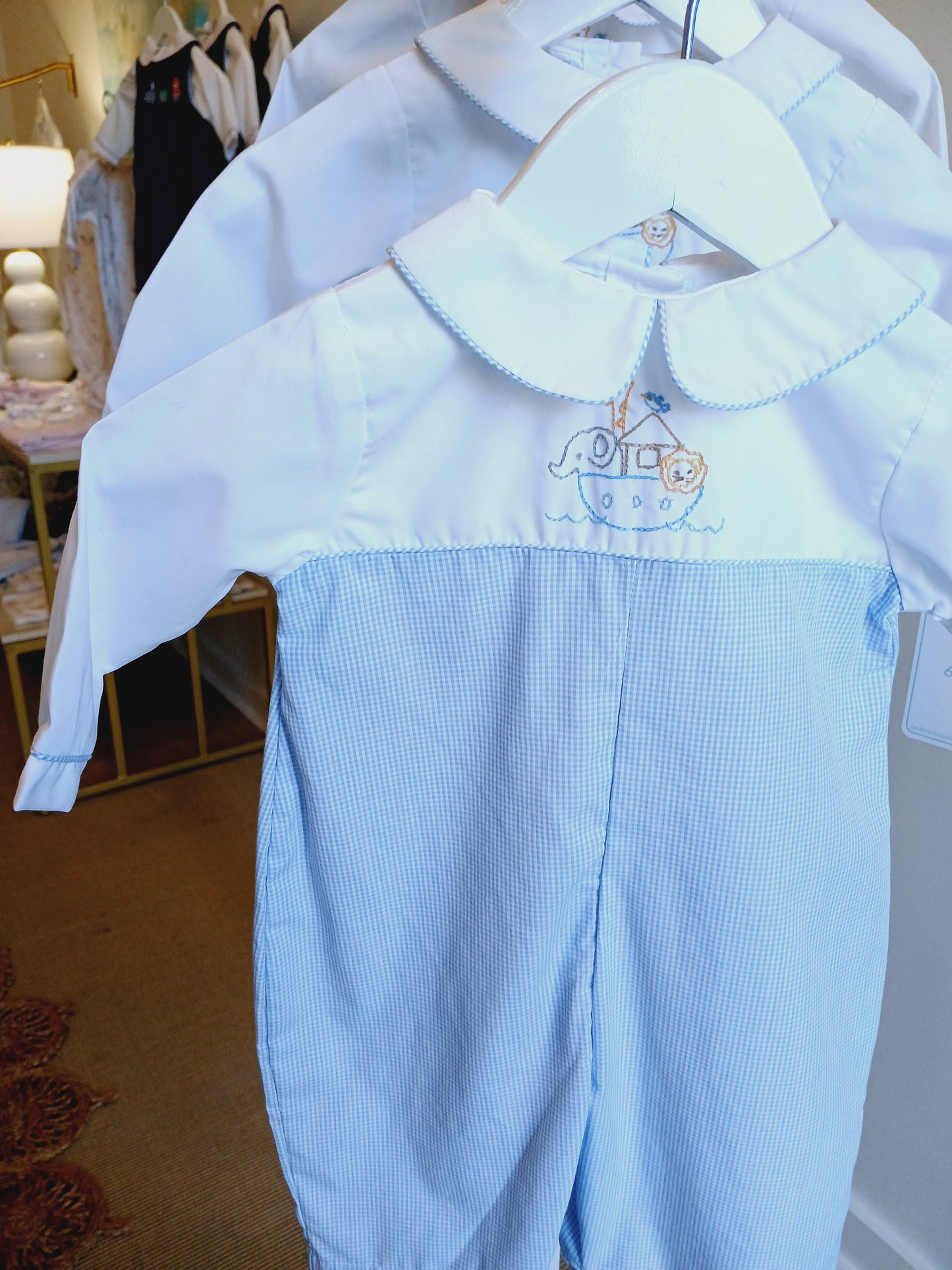 Embroidered noah's ark playsuit