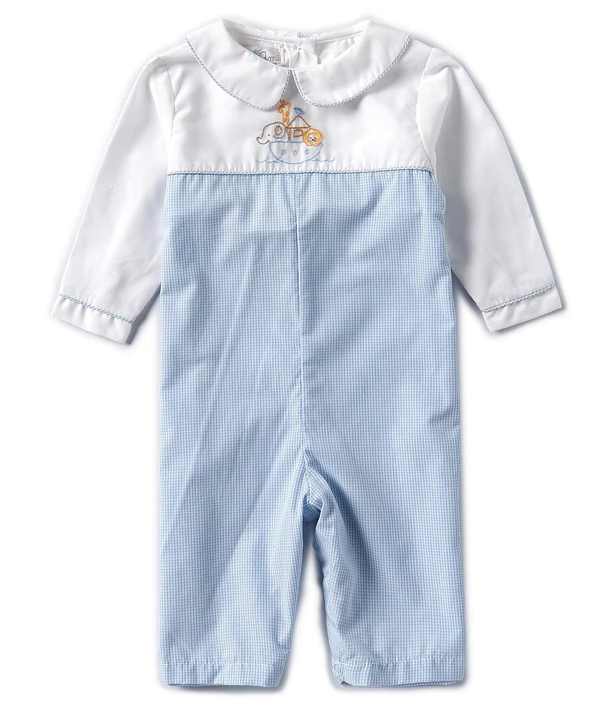 Embroidered noah's ark playsuit